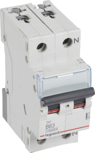 Legrand 5 stk TX³ MCB automatsikring B63 1P+N 2M 10/10kA