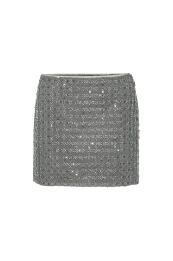 ROTATE Birger Christensen Beaded Mini Skirt - Grey - 34