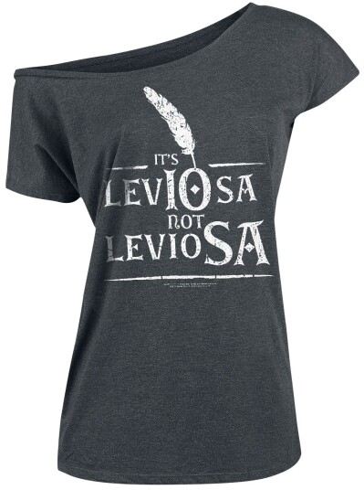 Harry Potter T-skjorte Leviosa S til 5XL Damer mørkegrå melert Harry Potter T-skjorte Leviosa S til 5XL Damer mørkegrå melert