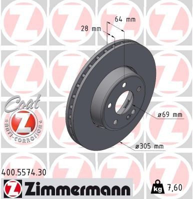 Bremseskive ZIMMERMANN 400.5574.30 Bremseskive ZIMMERMANN 400.5574.30