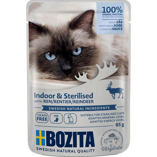 Bozita Innendørs Sterilisert Reinsdyr i Saus Våtfôr 85 g