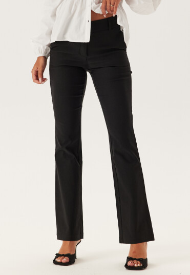 Bubbleroom Mid Waist Stretchy Flared Trousers Black 40 x 84 Bubbleroom Mid Waist Stretchy Flared Trousers Black 40 x 84