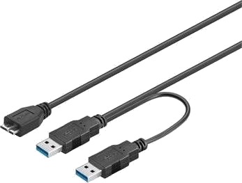 Premiumcord Usb 3.0 Strøm Y Kabel A Hann + A Hann Til Micro B Hann 30 Cm