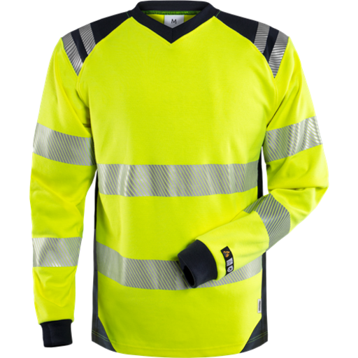 Fristads T-Shirt Flam Kl 3 7359 Tfl Varselgul/marinblå L