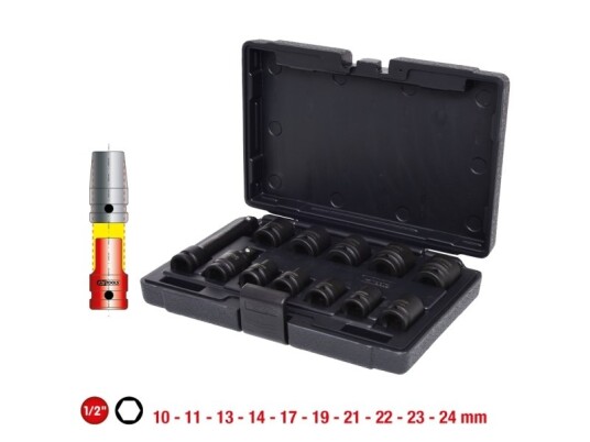 Ks Tools 1/2" Kraftpipe Støpselsett med 12 Hoder i Krom-Molybden-Stål
