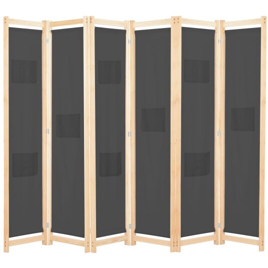 Romdeler 6 paneler grå 240x170x4 cm stoff 8718475730866
