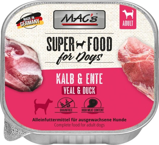 Mac'S Super Food For Dogs Kalv Og And 10X150G Våtfôr
