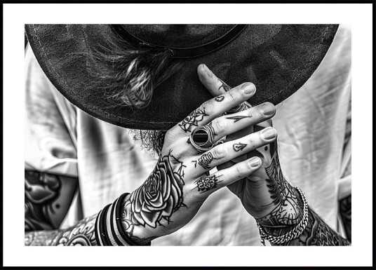 Tattooed Hands and Hat Plakat Plakat / 40x50cm