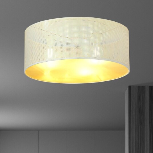 Aston 3 Hvit/Gull taklampe Ø50 cm E27 230V uten lyskilde