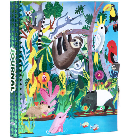 Eeboo Diary With Lock - Rainforest - Multi/patterned - ONE SIZE