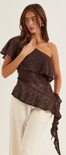 Bubbleroom Asymmetric Frill Lace Top