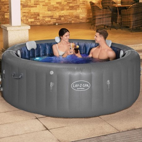 Lay-Z-Spa Santorini HydroJet Pro 7 Grey 216x80cm Oppblåsbart Bestway Lay Z Spa Boblebad