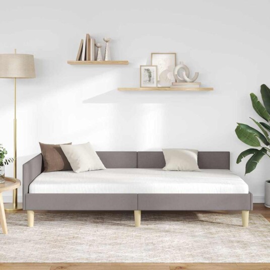 Hjørnesengramme Gråbrun 80 x 200 cm Stoff og Konstruert tre