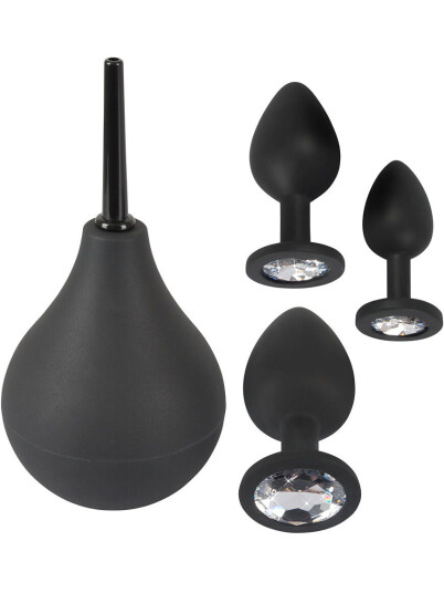 You2Toys - Black Velvets Black Velvets: Anal Kit, Douche + 3 Jewel Butt Plugs