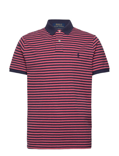 Polo Ralph Lauren Custom Slim Fit Striped Mesh Polo Shirt - Red - XS Polo Ralph Lauren Custom Slim Fit Striped Mesh Polo Shirt - Red - XS