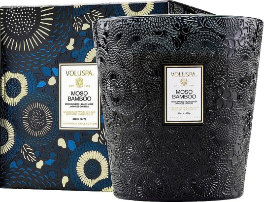 Voluspa Moso Bamboo Boxed Luxe Jar Candle 80H Svart
