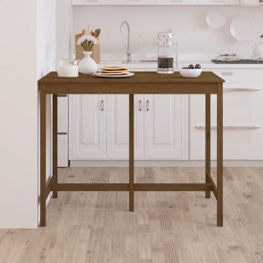 vidaXL Barbord honningbrun 140x80x110 cm heltre furu