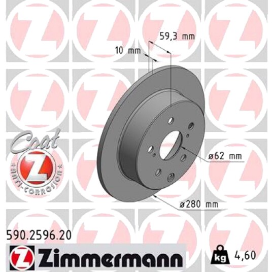 Bremseskive ZIMMERMANN 590.2596.20
