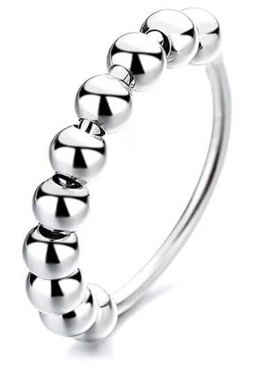 INF Antistressring med 10 roterbare perler kobberplatina 18.5 mm