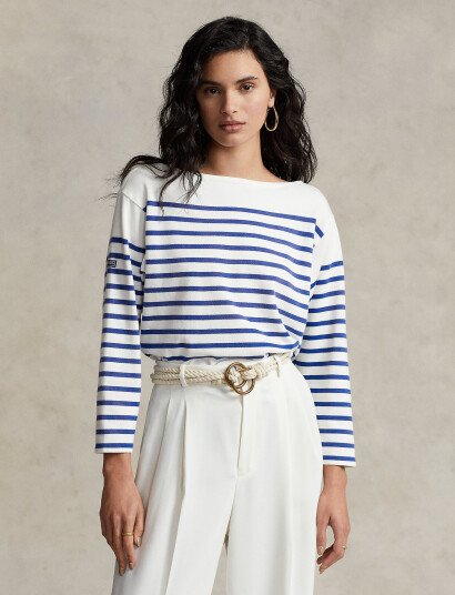 Polo Ralph Lauren Striped Boatneck Mariner Tee Blue XS Polo Ralph Lauren Striped Boatneck Mariner Tee Blue XS