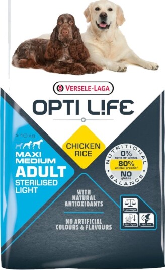 Versele Laga Opti Life Tørrfôr Opti Life Pakke Sterilisert Light Medium & Maxi For Voksne 2 X 12.5 kg