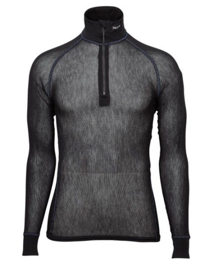 Brynje Wool Thermo Light Zip-polo 3/4 Svart XXL Brynje Wool Thermo Light Zip-polo 3/4 Svart XXL