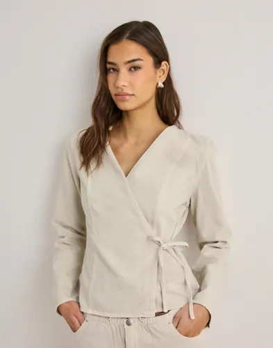 Only Beige Onlsilla L/S Tie Wrap Blouse Cc Pnt