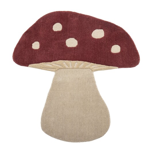 Bloomingville Mushroom ullteppe 85 x 90 cm Rød-hvit Bloomingville Mushroom ullteppe 85 x 90 cm Rød-hvit