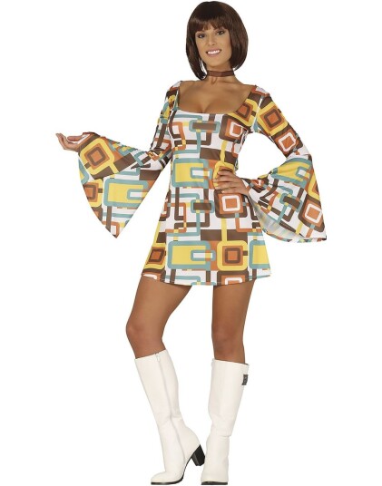 70 Talls Disco Girl Rutete Kostymekjole 70 Talls Disco Girl Rutete Kostymekjole