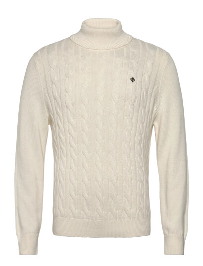 Morris Nathan Cable Roller Neck - White - XXL Morris Nathan Cable Roller Neck - White - XXL