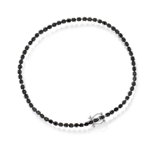 Cathinka by Gullfunn, Tennisarmbånd i 585 hvitt gull med sorte diamanter 0,37 ct