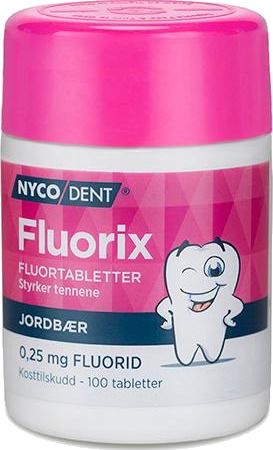 Nycodent Fluorix 0,25mg fluortabletter jordbærsmak 100 stk
