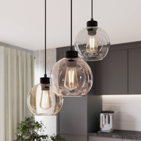 TK Lighting Cubus hengelampe Ø 50 cm 3 lyskilder klar/honningbrun glass TK Lighting Cubus hengelampe Ø 50 cm 3 lyskilder klar/honningbrun glass