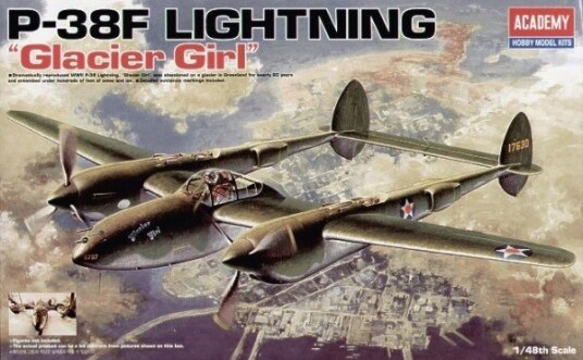 Academy P-38F Lightning Glacier Girl Modellfly Byggesett 1:48