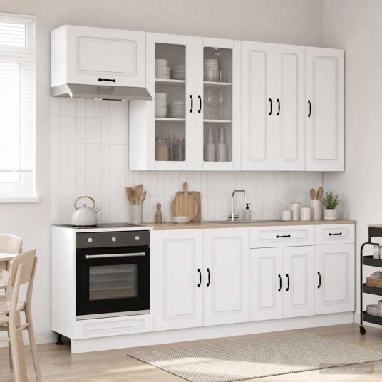 vidaXL Kjøkken enhet KALMAR 8 pcs Hvit Konstruert tre vidaXL Kjøkken enhet KALMAR 8 pcs Hvit Konstruert tre