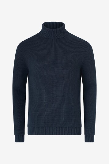 Selected Homme Pullover slhDane LS Knit Structure Roll Neck Blå Selected Homme Pullover slhDane LS Knit Structure Roll Neck Blå