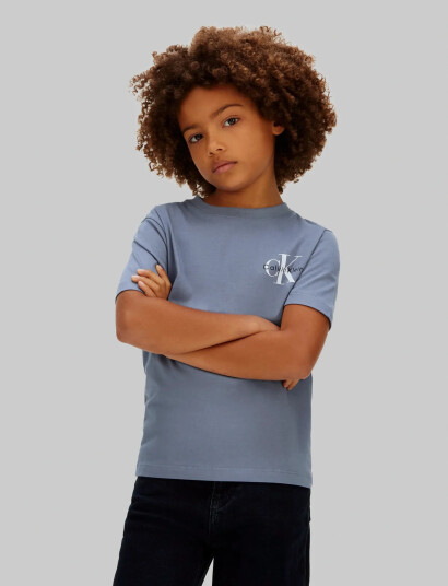 Calvin Klein Chest Mono Logo Ss T Shirt Blue 128 Calvin Klein Chest Mono Logo Ss T Shirt Blue 128
