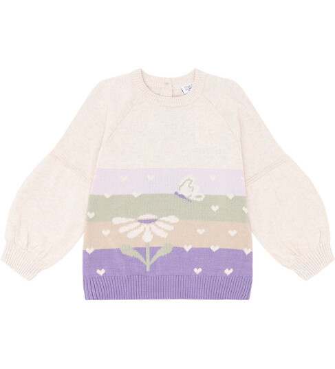 Hust And Claire Genser Strikk Pippa Whisper Melange 6 år 116 Genser Beige Lilla