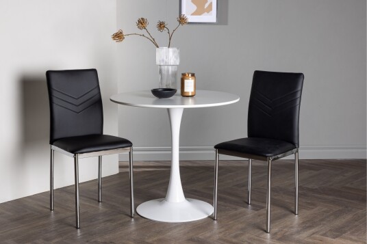 Hamden Spisegruppe 80 cm Rund med 2 Lily Stoler Svart