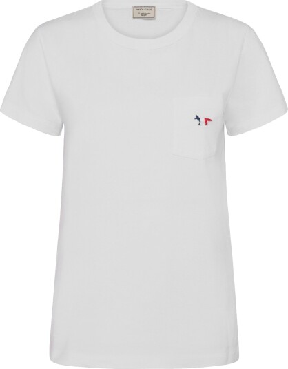 Maison Kitsune Tee Shirt Tricolor Fox Patch   White   XL