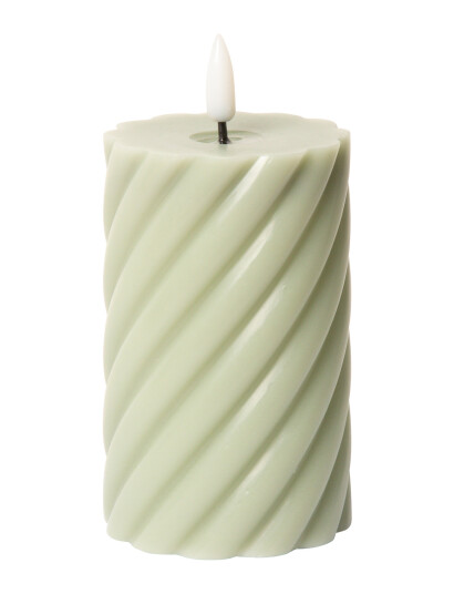 C"est Bon Spiralled Led Pillar Candle - Green - H11CM