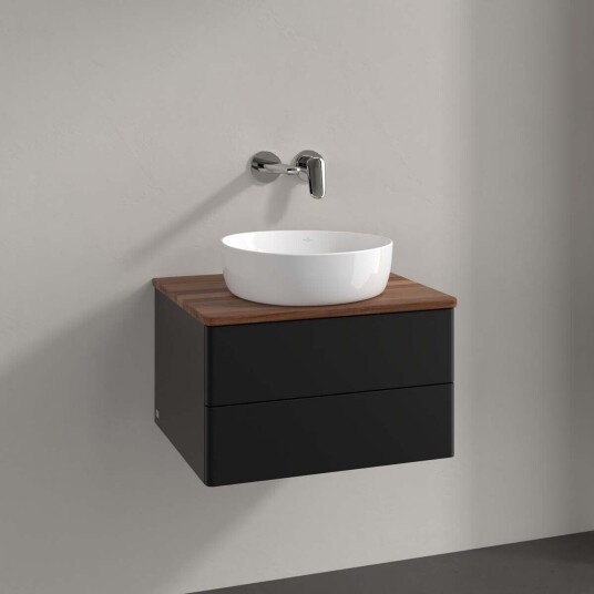 Villeroy & Boch  Antao Servantskap med 2 skuffer 60x50x36 cm m/lys Sort Matt/Valnøtt