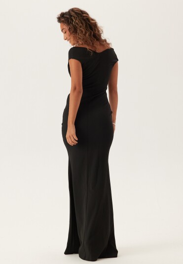 Goddiva Bardot Pleat Maxi Dress Goddiva Bardot Pleat Maxi Dress