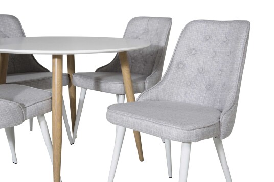 Venture Design Plaza & Velvet spisegruppe Hvit/grå 4 st stoler & bord 100 cm