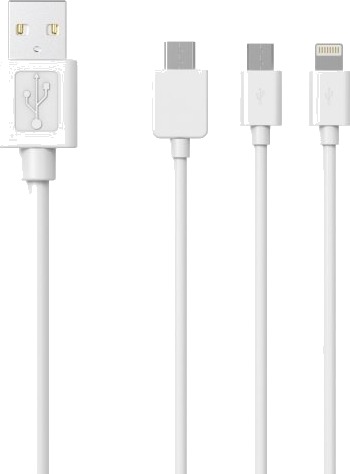 Sinox 3-I-1 Kabel Med Lightning Usb C Og Micro Usb. 1M. Hvid