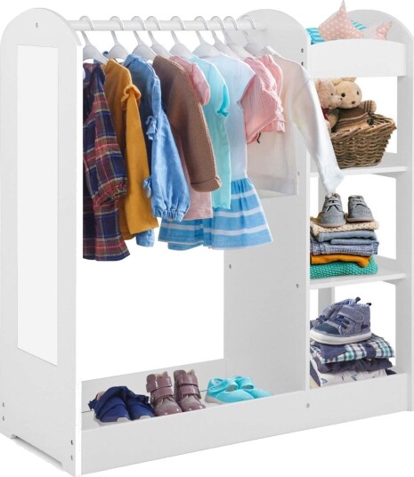 Klesgarderobe for barn Kostymegarderobe for barn med speil 93,5 x 38 x 100 cm hvit