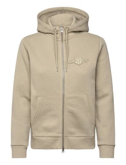 GANT Reg Tonal Shield Zip Hoodie Beige M GANT Reg Tonal Shield Zip Hoodie Beige M
