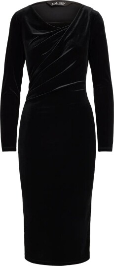 Lauren Ralph Lauren Long Sleeve Velvet Dress BLACK VELVET 40