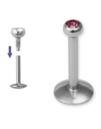 Madonna Labret med Rosa Sten 1.2 x 8 mm