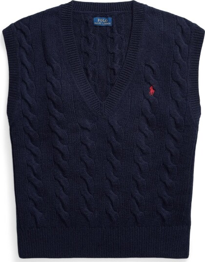 Polo Ralph Lauren Cable Knit Wool Cashmere Sweater Vest HUNTER NAVY XL